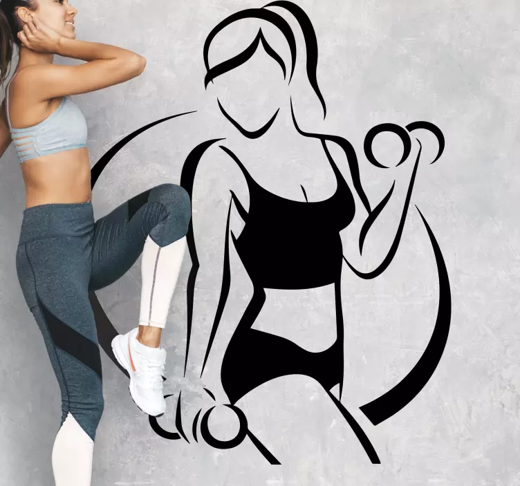 Sport Aufkleber Zartes mädchen mit gewichten - TenStickers