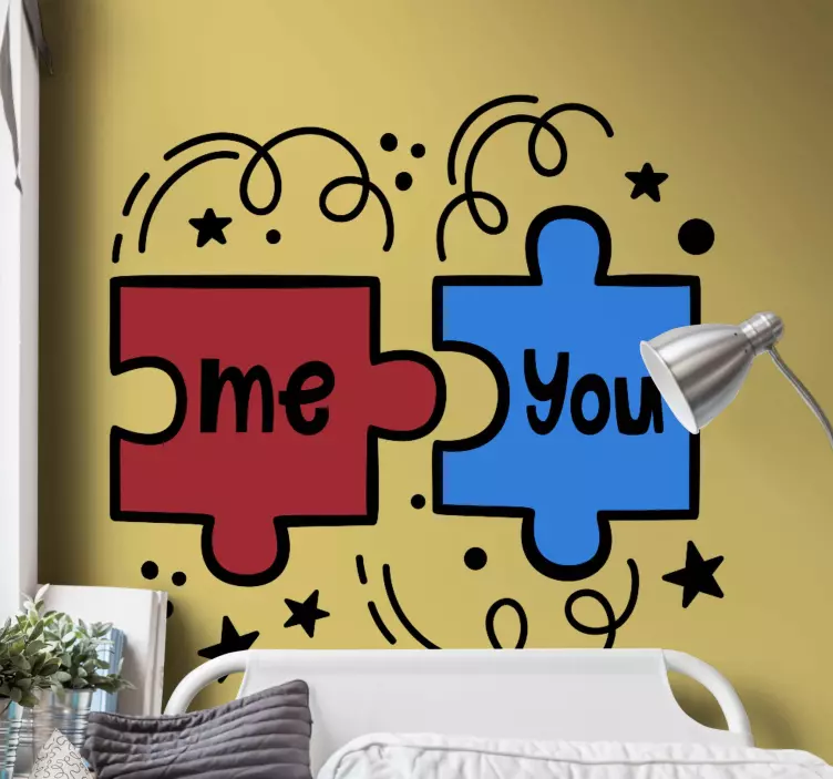 Wandtattoo Bett interaktion der puzzleteile - TenStickers