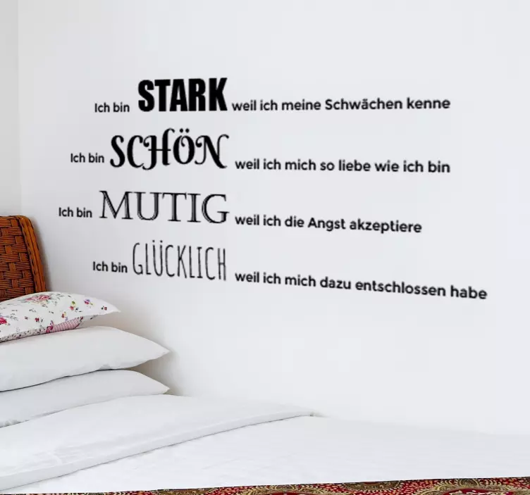 Wandtattoo Schlafzimmer stark schön mutig glücklich - TenStickers