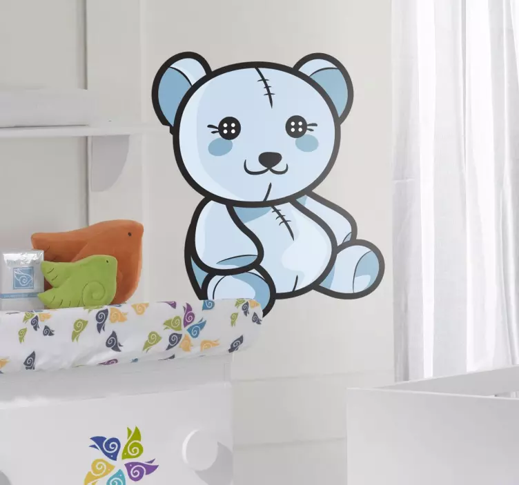 Wandtattoo Teddybär mit Knopfaugen blau - TenStickers