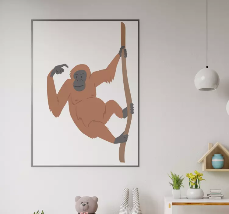 Wandtattoo Tiere orang-utan hängt spielerisch - TenStickers