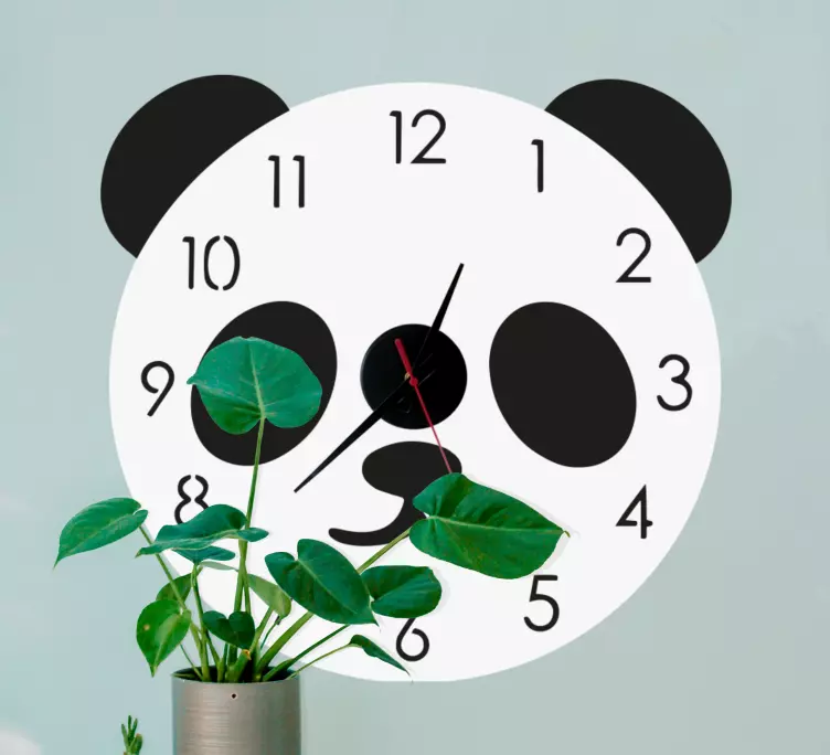 Wandtattoo uhr panda gesicht zeitmesser - TenStickers