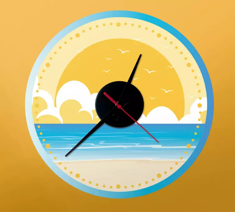 Wandtattoo Uhr strand sonnenuntergang szene - TenStickers