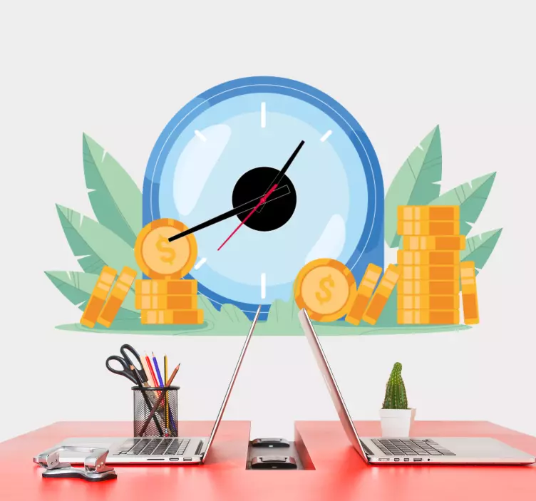 Wandtattoo uhr zeit und währung - TenStickers