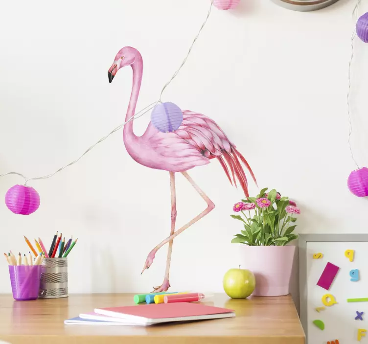 Wandtattoo vögel pink flamingo figur - TenStickers