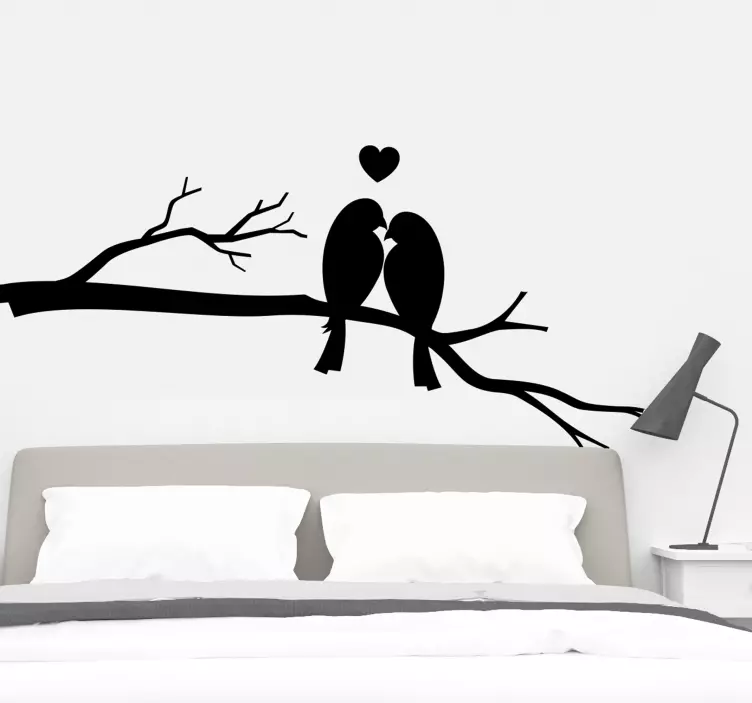 Wandtattoo Baum Herbstbaum mit vögeln küssen - TenStickers