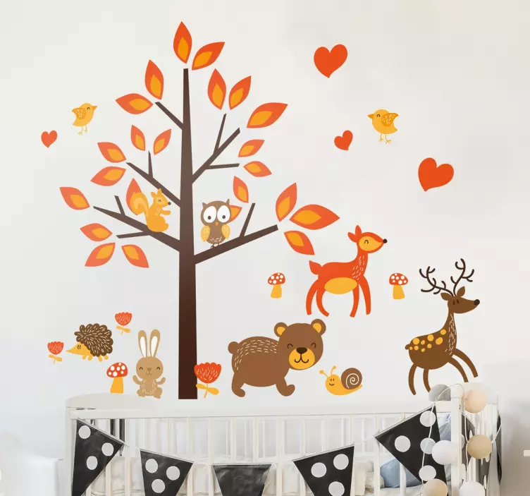 Wandtattoo Kinderzimmer Baum Wald im Herbst - TenStickers