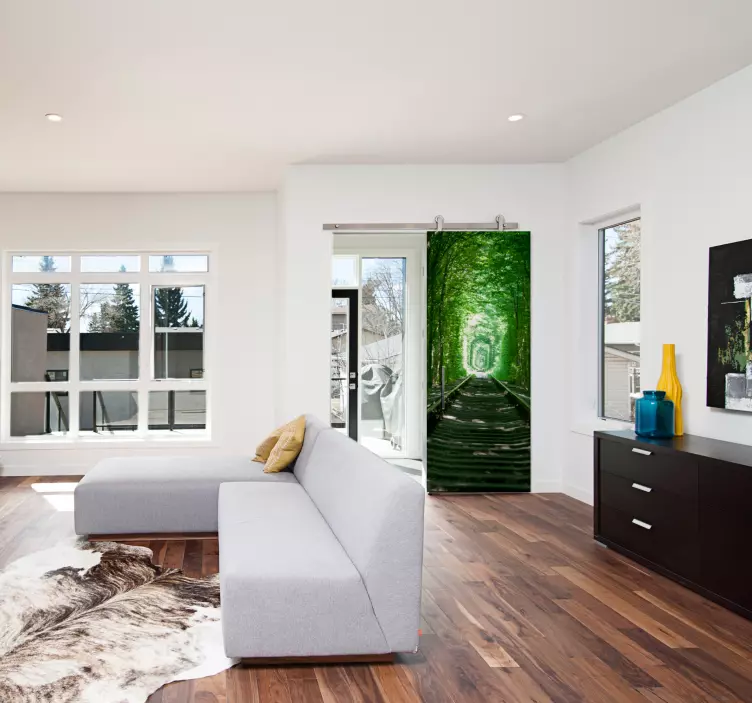 Türaufkleber Baum Bahnschienen - TenStickers