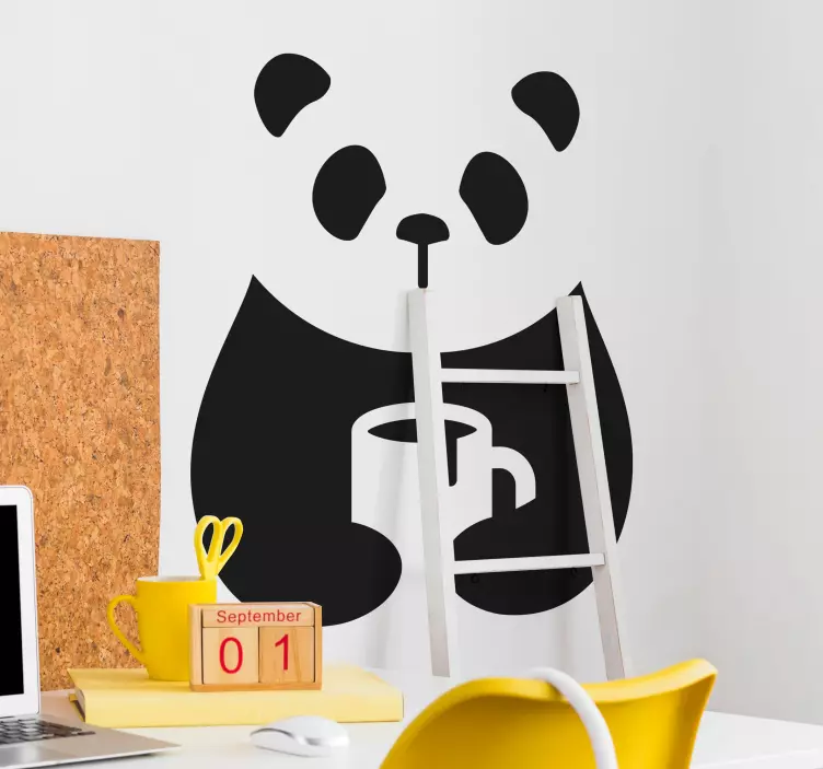 Wandtattoo Tier Panda trinkt kaffee - TenStickers