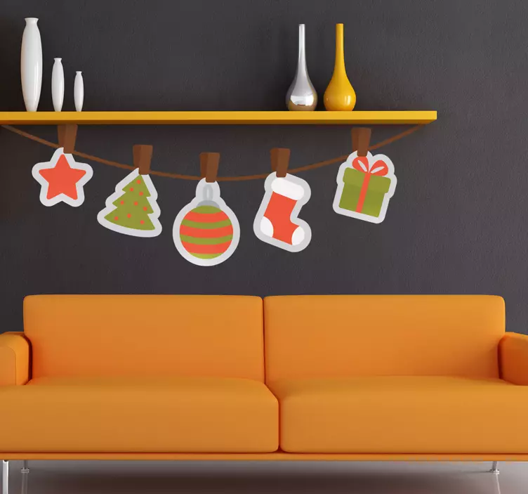 Wandtattoo Wäscheleine Weihnachten - TenStickers