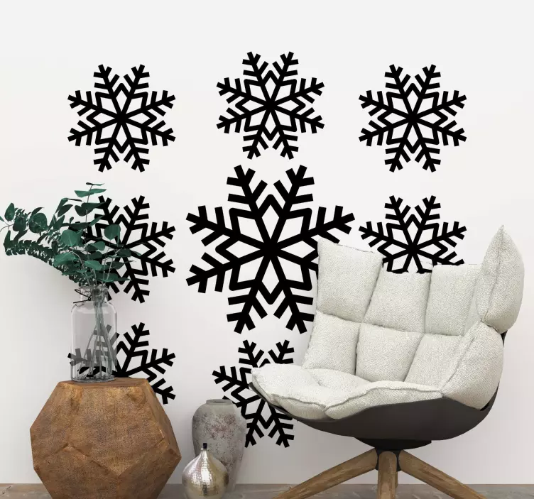 Sticker Weihnachten Schneeflocke setzen - TenStickers