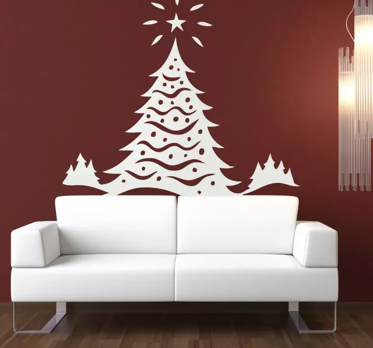 Wandtattoo Baum Weihnachtsbaum mit Stern - TenStickers