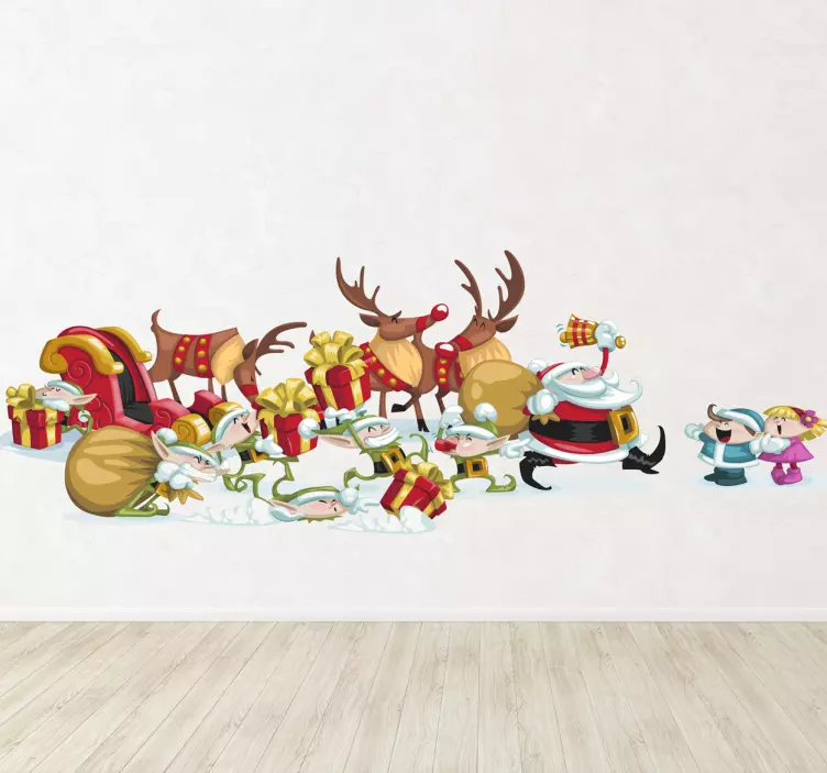 Wandtattoo Weihnachtsmann beim Aufbruch - TenStickers