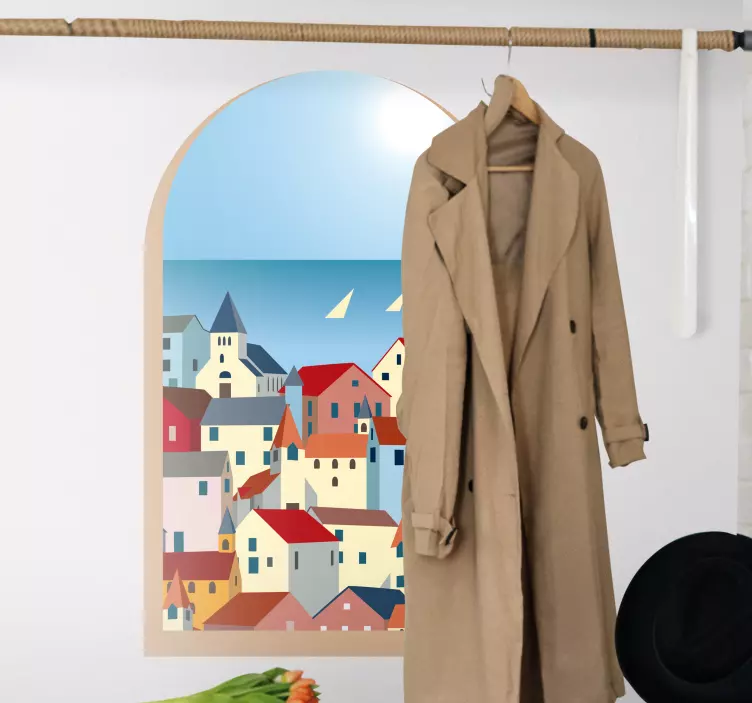 Wandtattoo Welt blick auf die küstenstadt - TenStickers