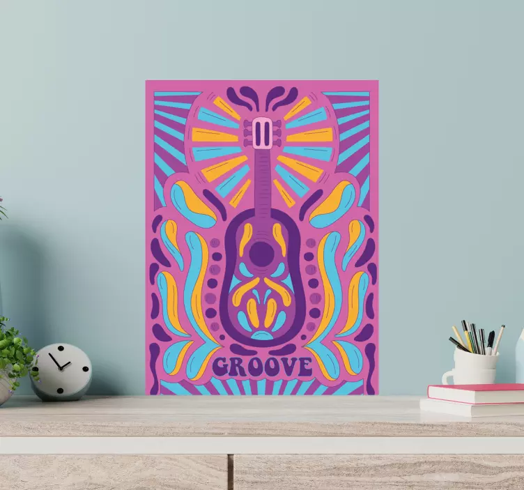 Wandtattoo welt bunte gitarren kunst - TenStickers