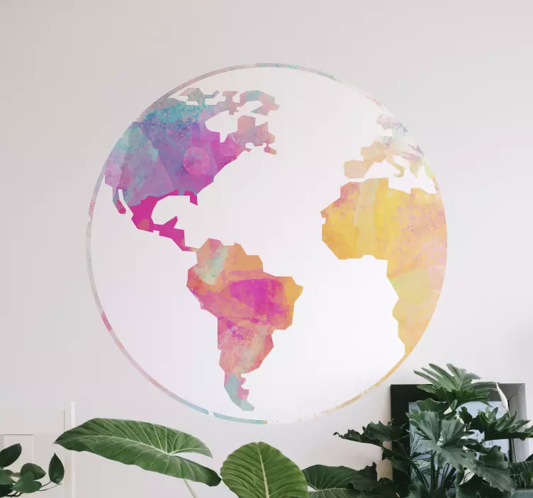 Wandtattoo welt buntes geografisches motiv - TenStickers