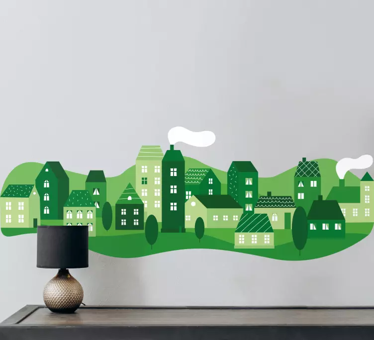 Wandtattoo welt charmantes grünes dorf - TenStickers