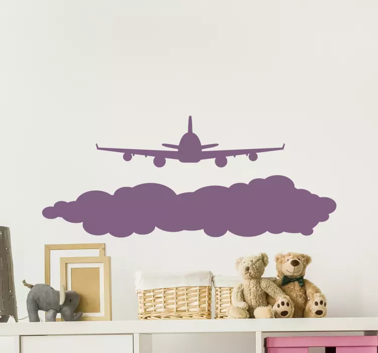 Wandtattoo Welt flugzeugwolkenszene - TenStickers