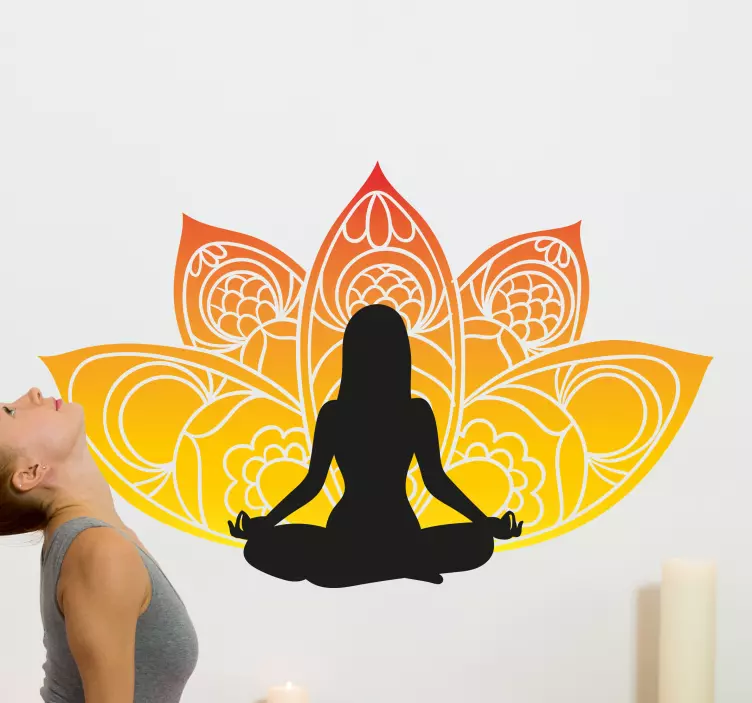 Wandtattoo welt meditation lotus silhouette - TenStickers