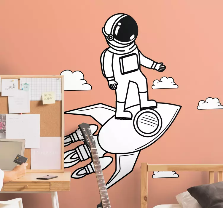 Wandtattoo Weltall astronaut und rakete - TenStickers