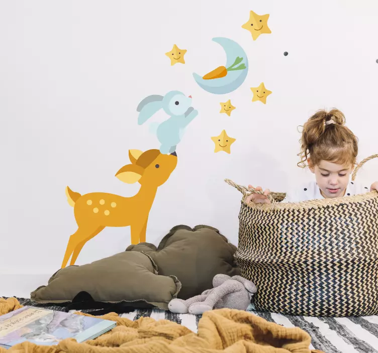 Wandtattoo Wildes Tier Mond Sterne Zeichentrick - TenStickers