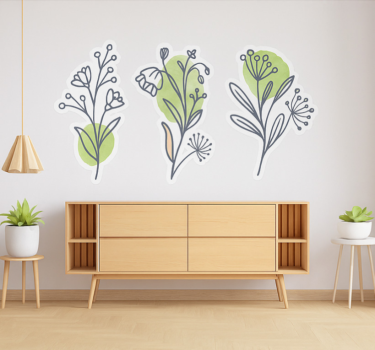Wandtattoo Wohnzimmer abstrakte wilde blumen - TenStickers