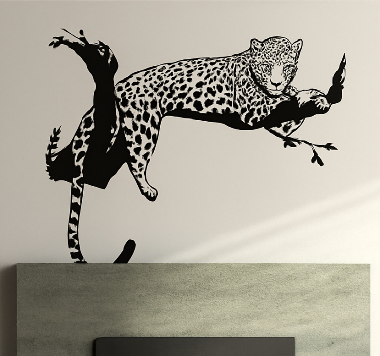 Wandtattoo Wohnzimmer leopard auf baum - TenStickers