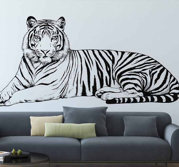 Wandtattoo Wohnzimmer starrender tiger - TenStickers