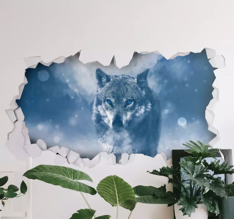 Wandtatttoo wohnzimmer für die wand wolf im schnee - TenStickers