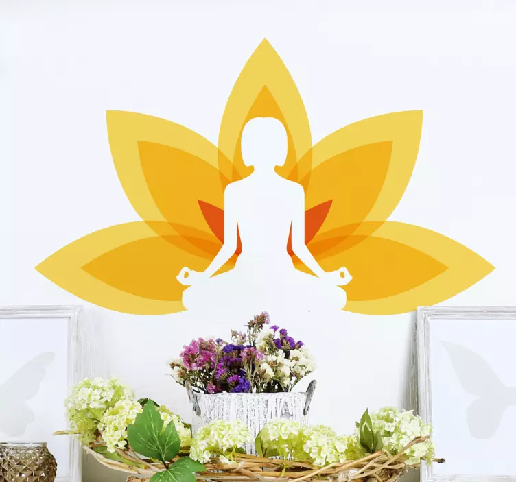 Wandtattoo Schlafzimmer Yoga Figur mit Lotusblüte - TenStickers