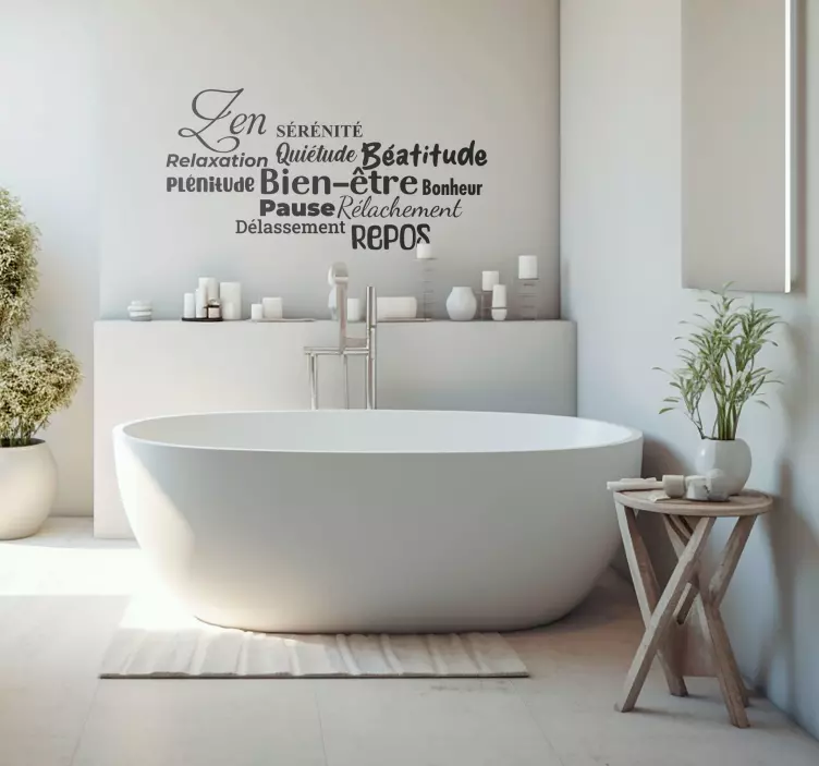 Wandtattoo Zuhause mots bonheur de bain - TenStickers