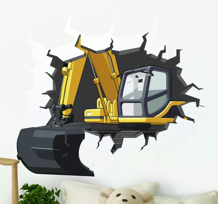 Wandtattoo Jugendzimmer Baggerloch in der wand - TenStickers