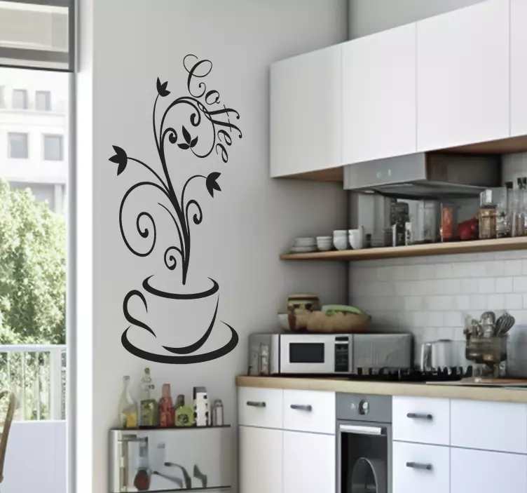 Wandtattoo Küche kaffee Linien zeichnen - TenStickers