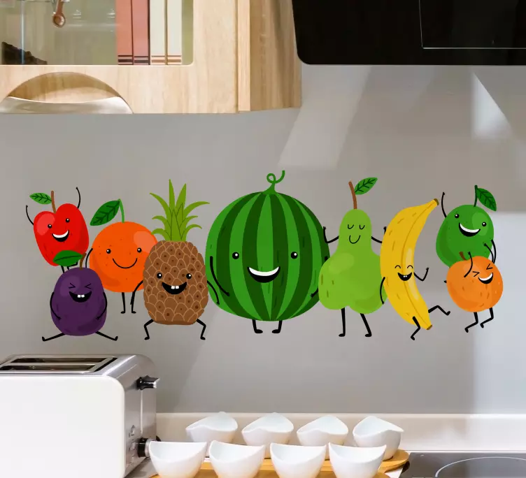 Wandtattoo Küche lustige lächelnde Früchte - TenStickers