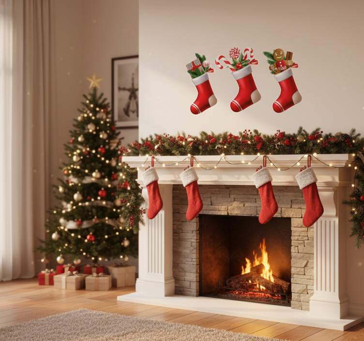 Weihnachtsaufkleber für geschenke in strümpfen - TenStickers