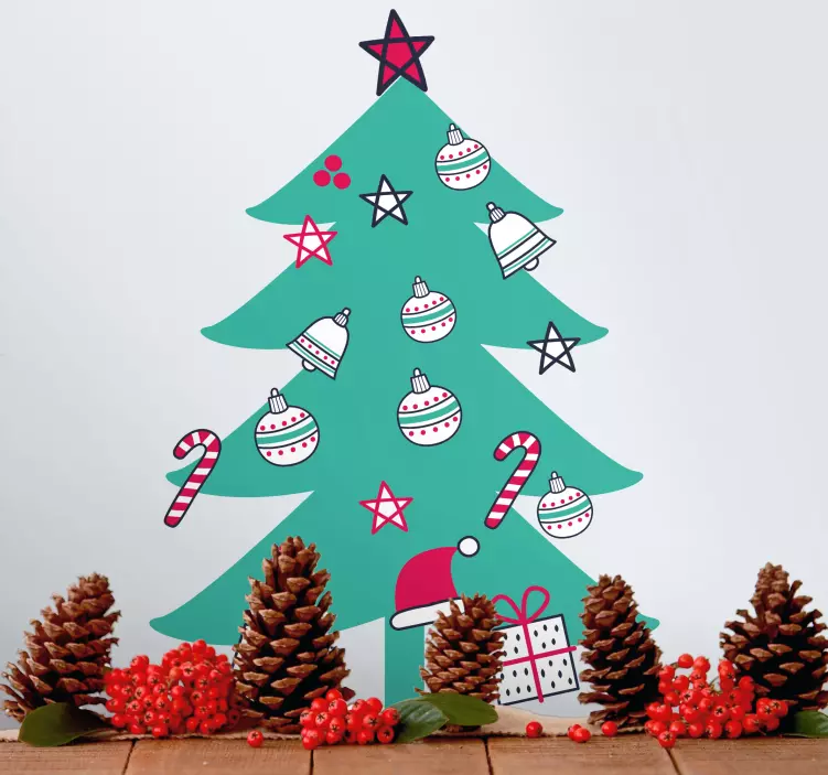 Weihnachtssticker bunter weihnachtsbaum - TenStickers