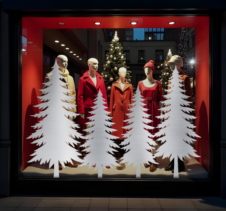 Schaufensteraufkleber Weihnachten Winterbäume - TenStickers