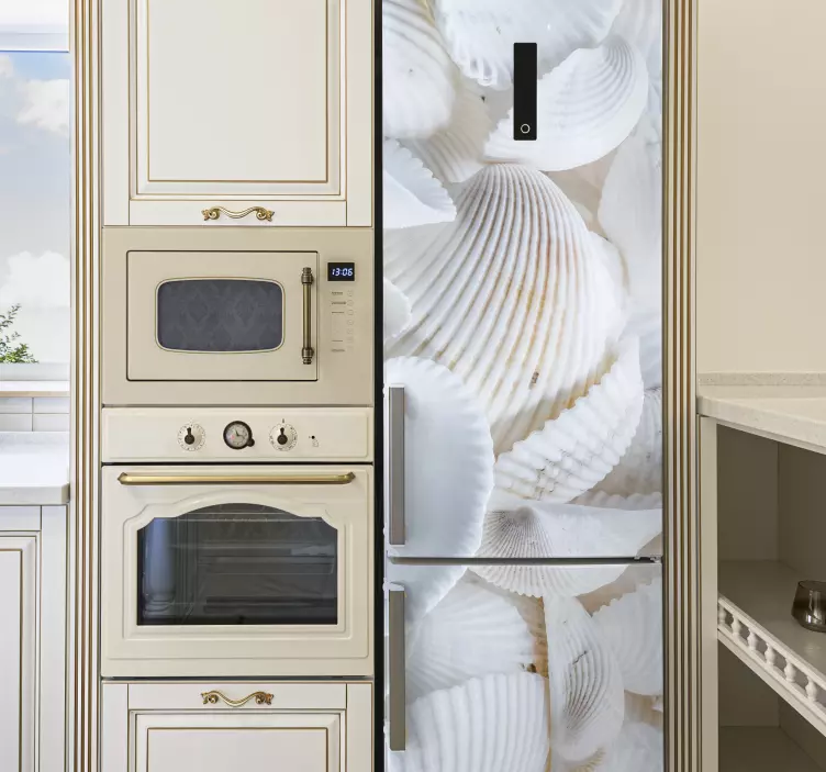 Weiße muscheln kühlschrank aufkleber - TenStickers