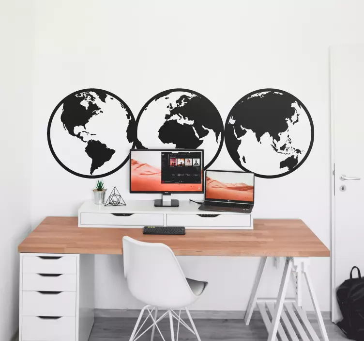 Weltkarte Aufkleber Erdball Perspektiven - TenStickers