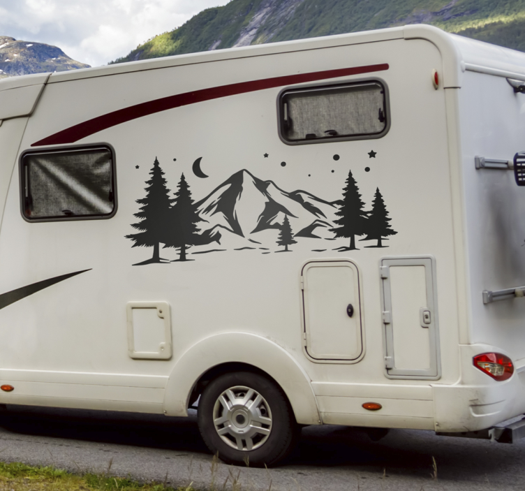 Wohnmobil Aufkleber Berge mit Wald Wandtattoo Berge - TenStickers