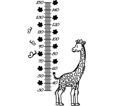 Wandtattoo Messlatte lächelnde giraffe mit blumen - TenStickers