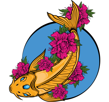 Autoaufkleber Koi mit Blumen - TenStickers