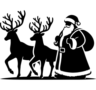 Schaufensteraufkleber Weihnachten Weihnachtsmann mit Tieren - TenStickers