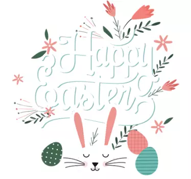 Wandtattoo Hase Happy Easter - TenStickers