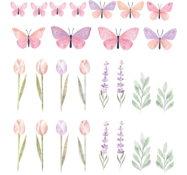 Fensteraufkleber schmetterlinge und tulpen - TenStickers