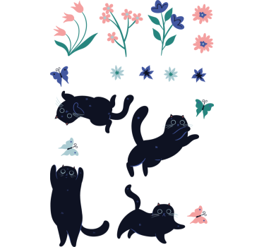 Fensteraufkleber katzen fangen schmetterlinge - TenStickers