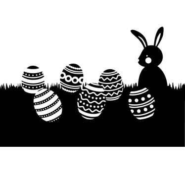 Schaufenster Folie hase und ostereier auf der wiese - TenStickers