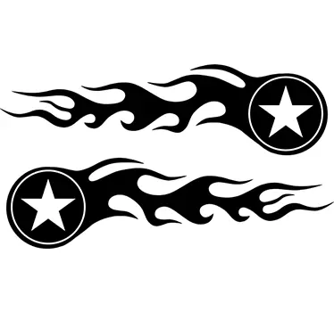 Aufkleber Motorrad Stern und Flammen - TenStickers