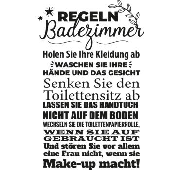 Wandtattoo Badezimmer regeln - TenStickers
