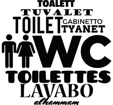 Aufkleber WC verschiedene Sprachen - TenStickers